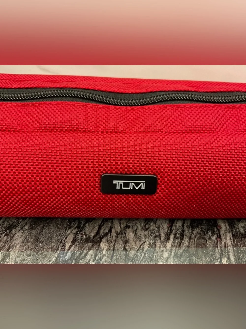 NEW - TUMI Zippered Ballistic Nylon Pencil Case - Cord Pouch - RED w/ BLACK